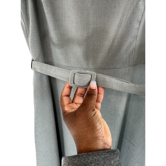 Calvin Klein‎ Dress Gray Office Business Career Belted Cowl Neck Sheath Size 10 - Picture 4 of 12